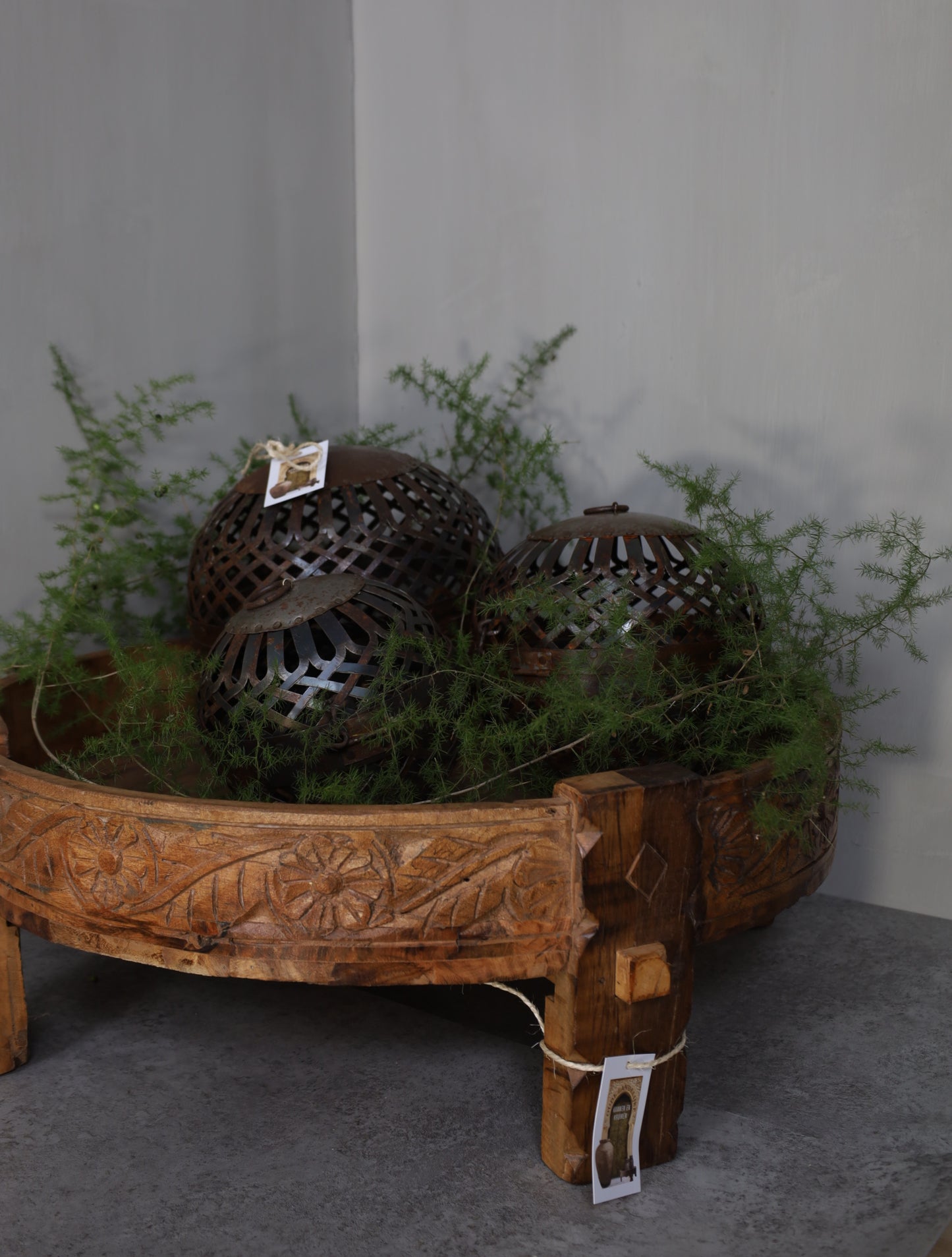 Metalen set van 3 roestballen
