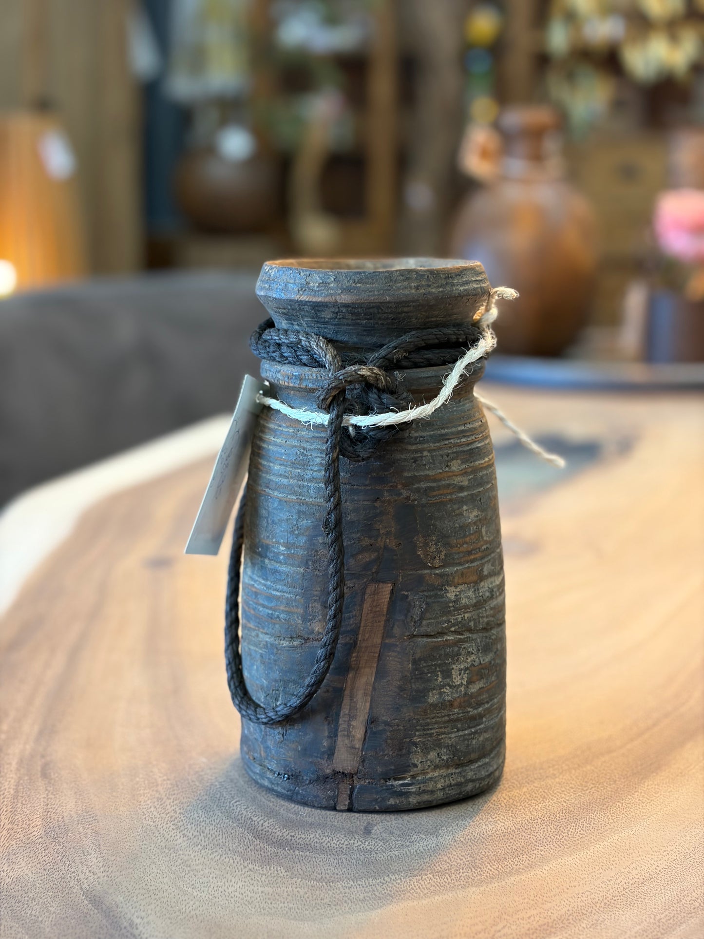 Houten Nepalese Kruik Klein