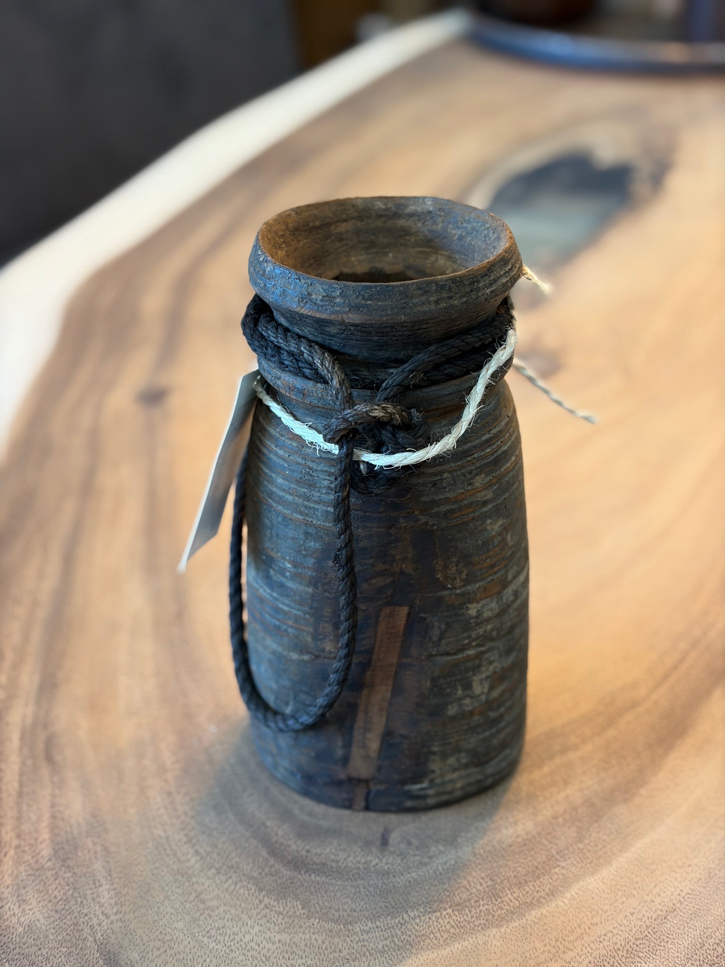 Houten Nepalese Kruik Klein
