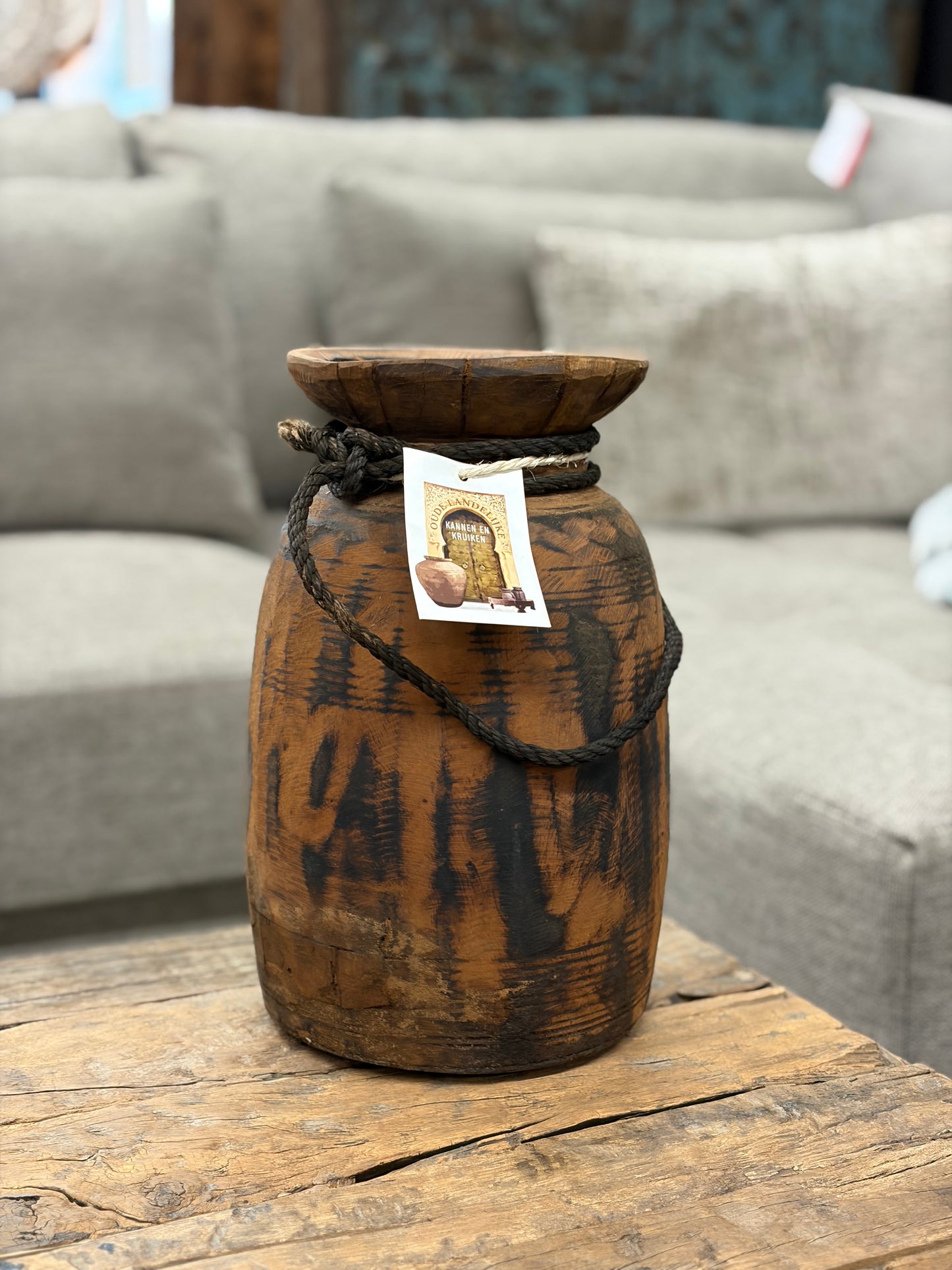 Houten Nepalese Kruik groot