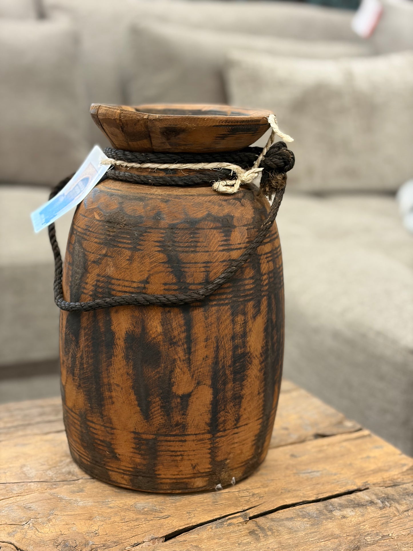 Houten Nepalese Kruik groot