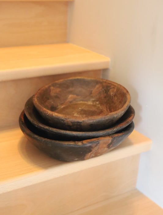 Oude houten ronde schaal