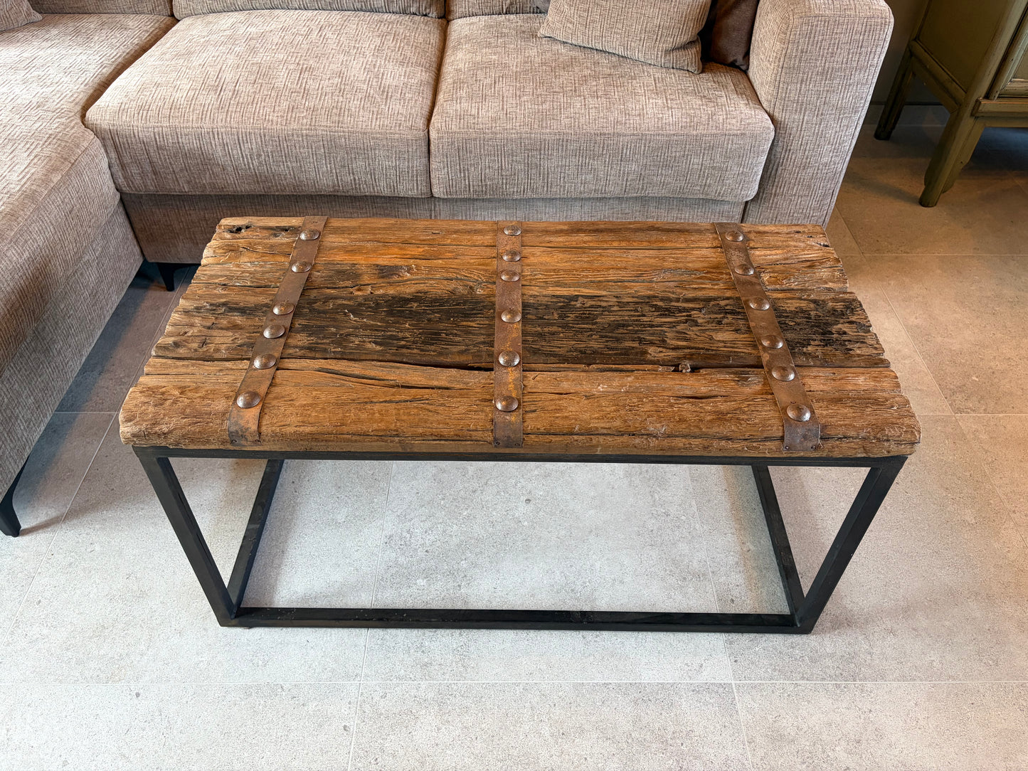 Oude houten landelijke Salontafel 100x50x50 cm