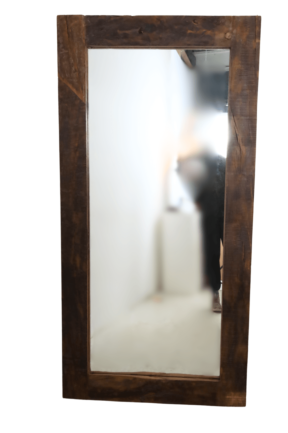 Landelijke teak houten brede spiegel