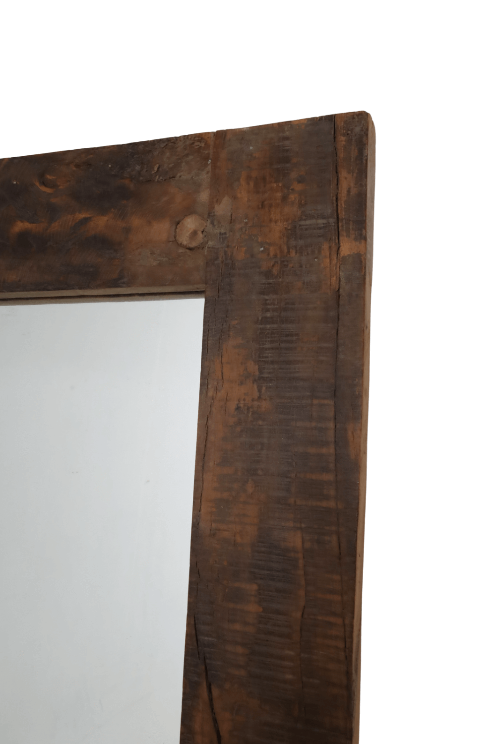 Landelijke teak houten brede spiegel