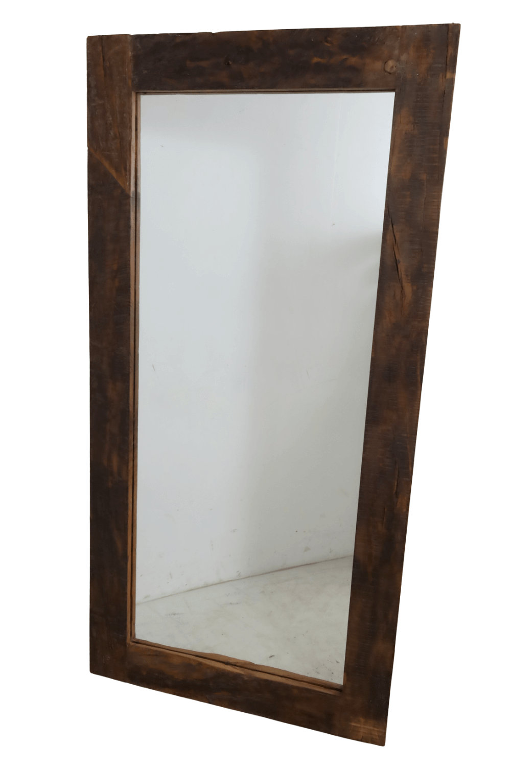 Landelijke teak houten brede spiegel