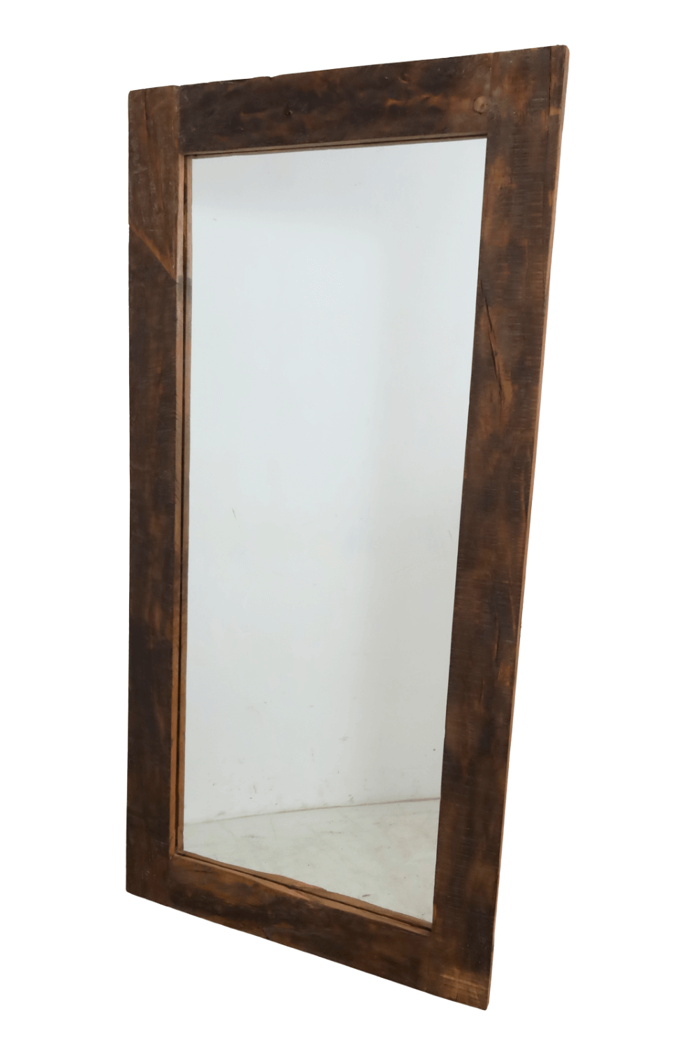Landelijke teak houten brede spiegel